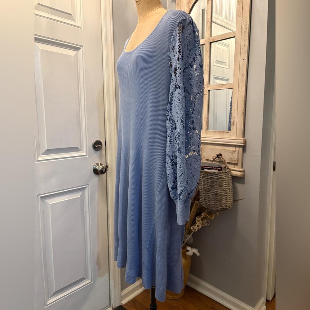 Cato Blue‎ Long Sleeve Lace Knit Dress Size 22/24 Feminine - Picture 2 of 5